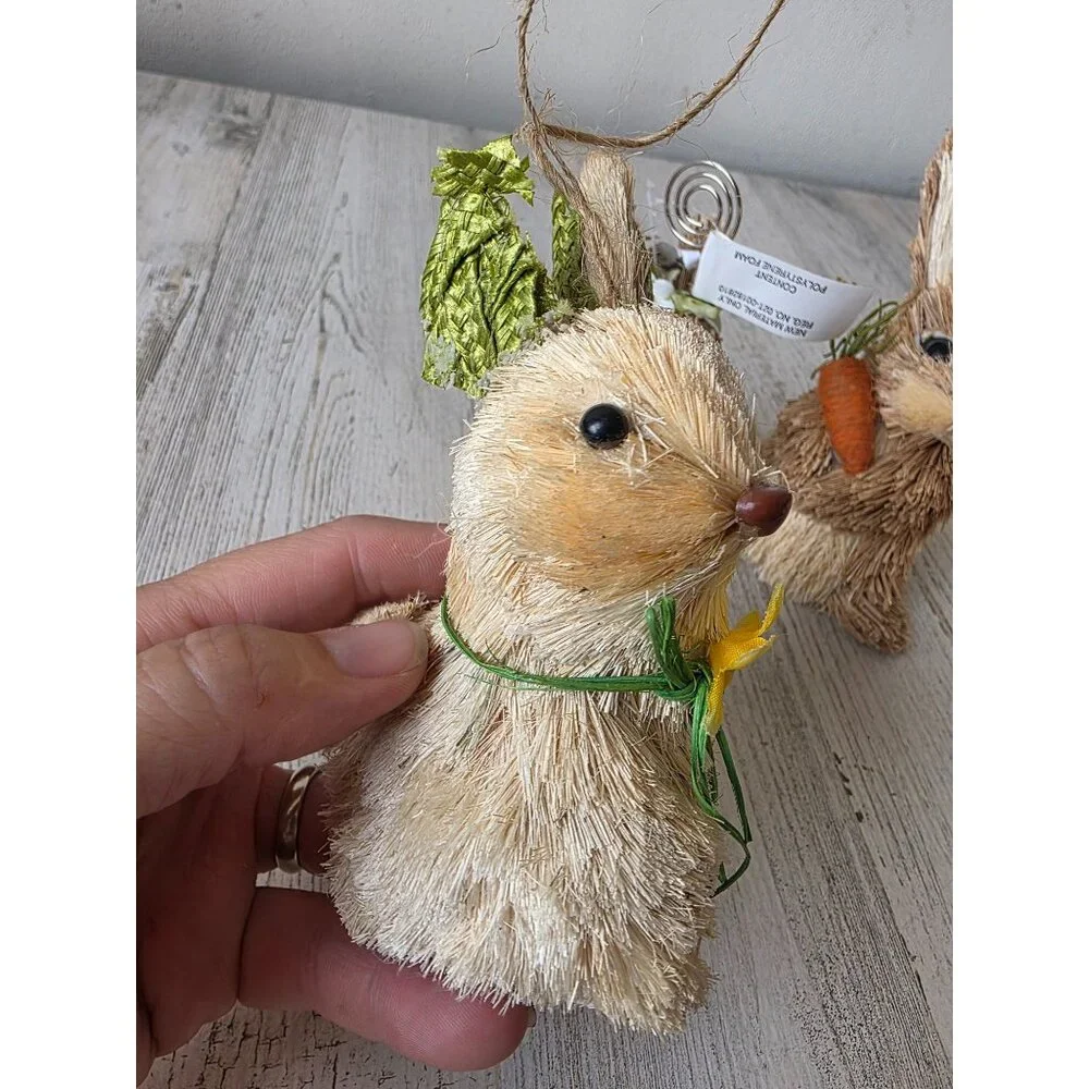 Pier 1 bottle brush rabbit‎ bunny placeholder ornament Easter Bunny decor